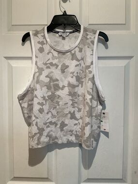 Tommy Hilfiger White and Gray Camo Crop Tank